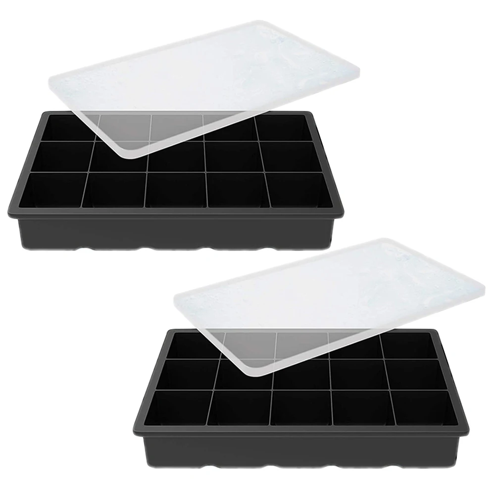 

2Pcs Silicone Cube Trays with Lid Ice Cube Trays Silicone Refrigerator Icemaker Tray Home Party Bar Use Kitchen Bar