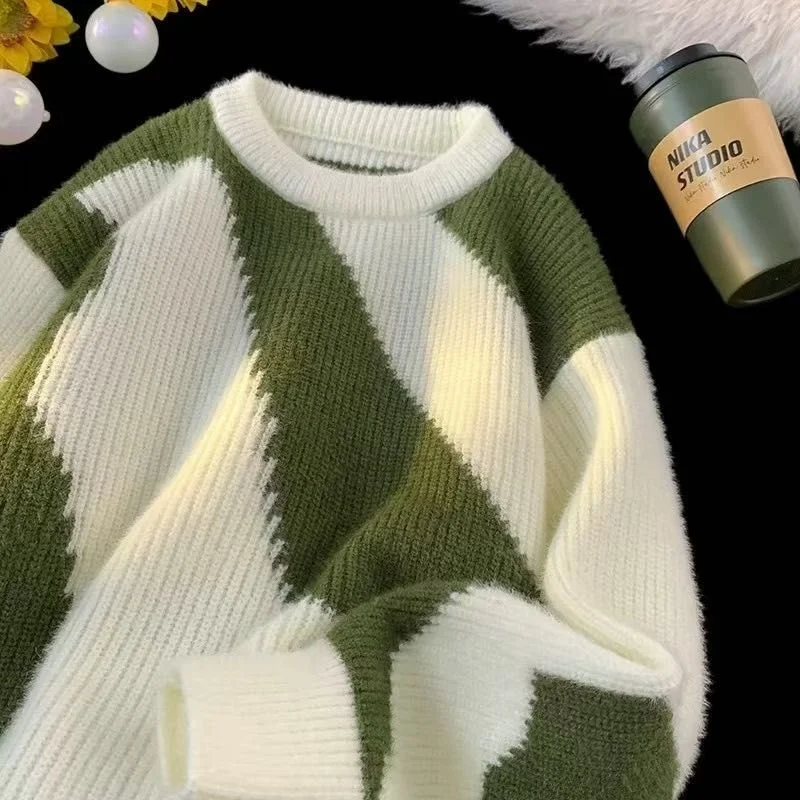 

Boyue Autumn Winter Loose Color Blo Sweater Casual Hong Kong Sle Design Sensation Knitted irt for Teenagers Polyester F...