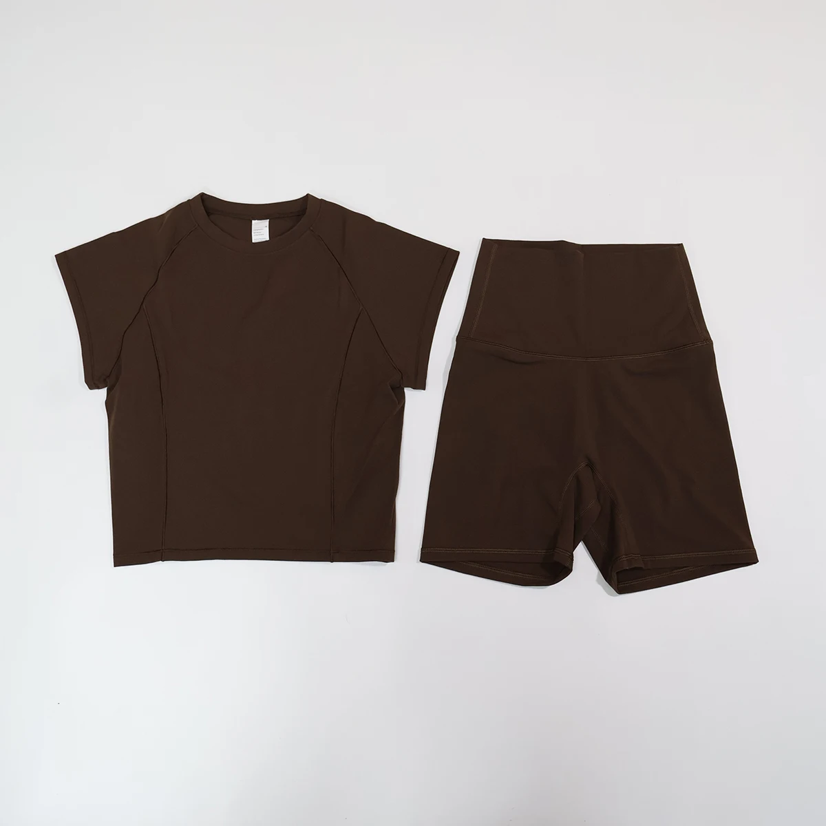 Sommer Damen Zweiteiliges Fitness-Set Kurzärmliges Schnelltrocknendes Yoga-Outfit für Outdoor-Laufsport Damen 2-Teiliges Sportset – Detail 13