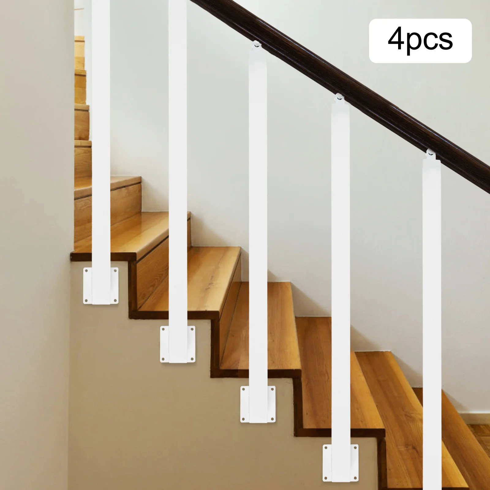 4 Pieces of 85cm Stair Railing Side Installation - White, , , Suitable for Staircases, Villas, Entrances, Corridors