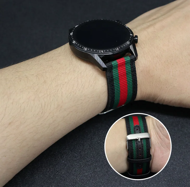 Ремешок нейлоновый для Samsung Galaxy watch 3 4 5 Gear S3 Amazfit GTR 2e 3 4, спортивный Воздухопроницаемый браслет для Huawei Watch 3 4