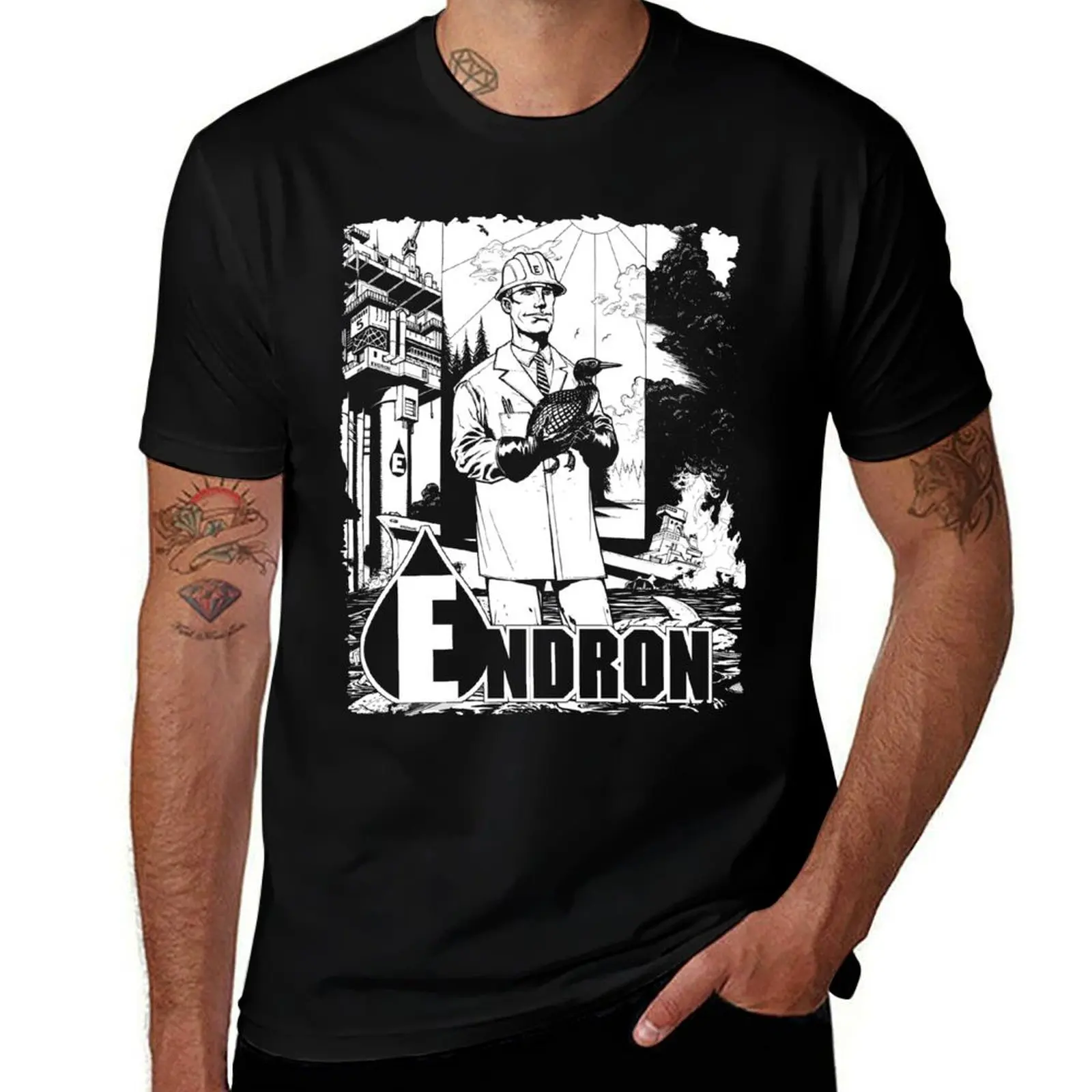 Apocalypse Art: Endron International T-Shirt Minimalist Plain Crew Neck T-Shirt