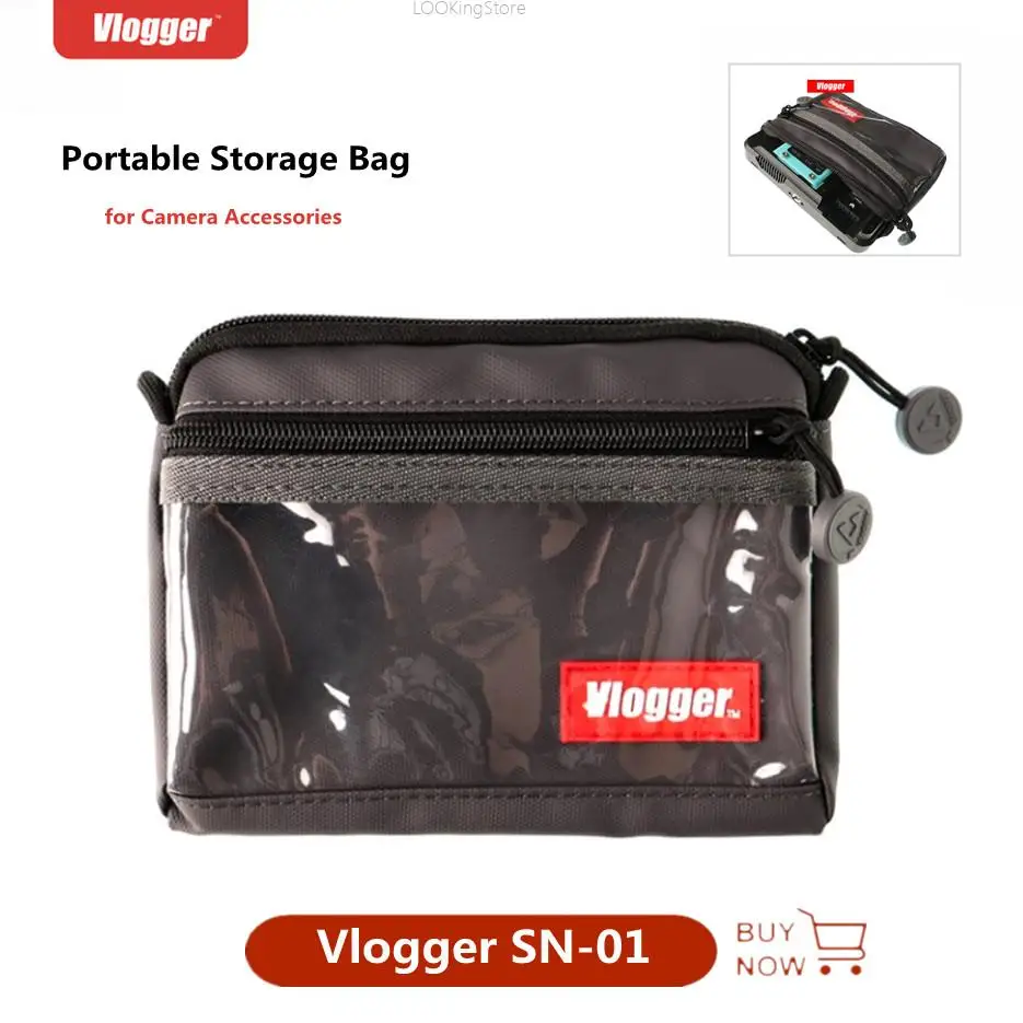 VLOGGER Portable Storage Bag Lightweight Waterproof Storage Pouch for Data Cable Battery Carry Bag Camera Accessories