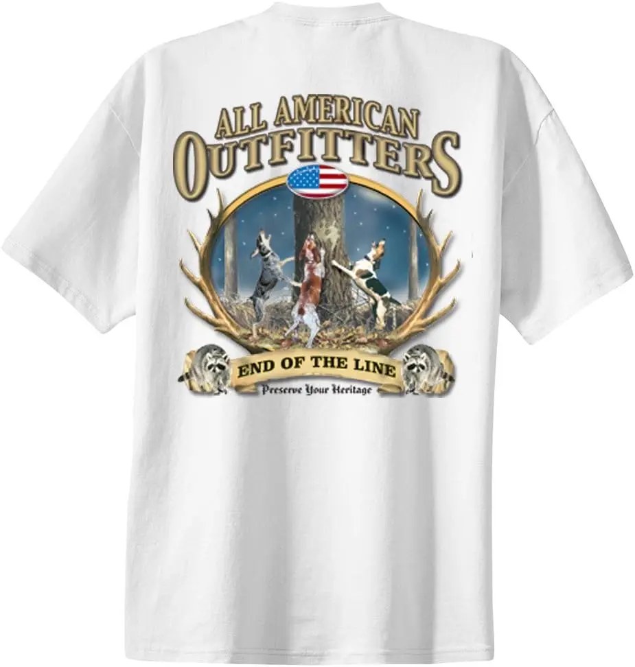 End Of The Line Coon Hunting T-Shirt Coonhound Hound Dog Hunter Southern Rifle Outdoors Raccoon 100% Cotton Trendy Y2K