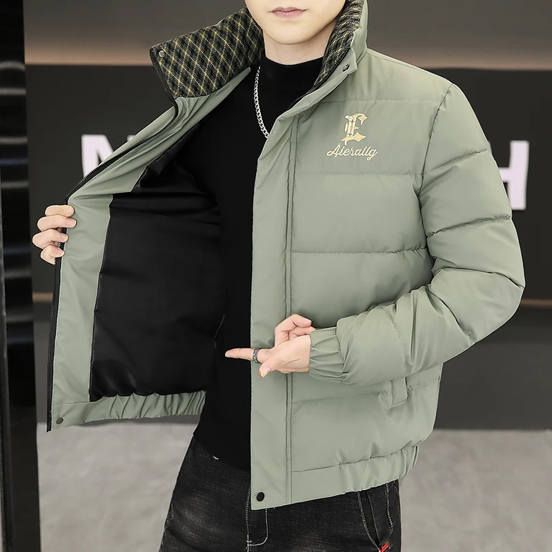 

Зимняя мужская повседневная утепленная куртка из хлопка с вышивкой, воротником-стойкой, теплая молодежная верхняя одежда Cleanfit из полиэстера на молнии, коллекция Зима 2024