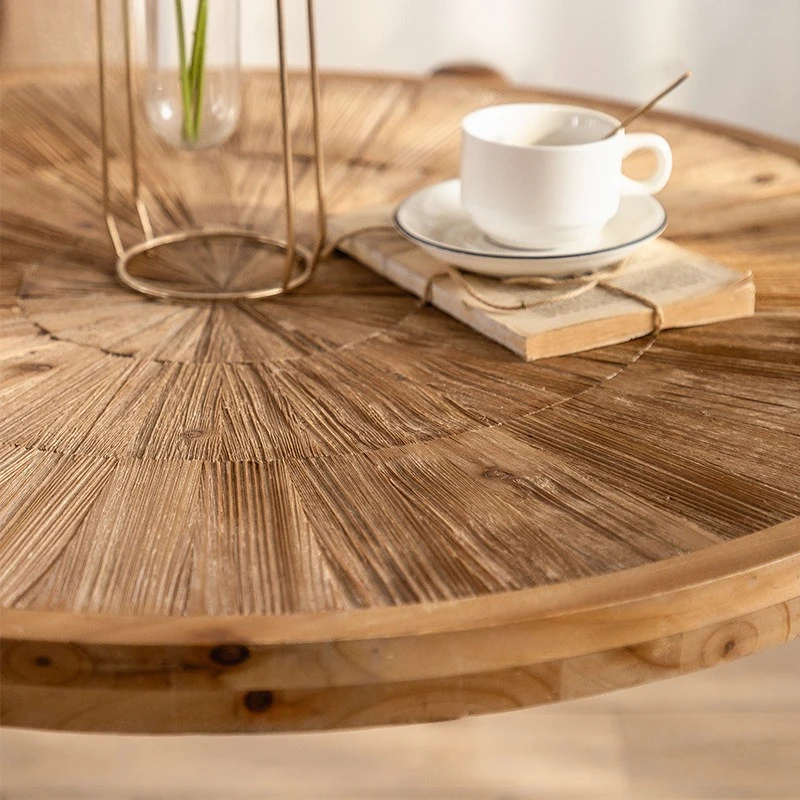 طاولة قهوة جديدة بلون سجل غرفة المعيشة من وابي صامت، طاولة جانبية إبداعية B & B، طاولة منخفضة، شقة صغيرة مستديرة من الصنوبر القديم