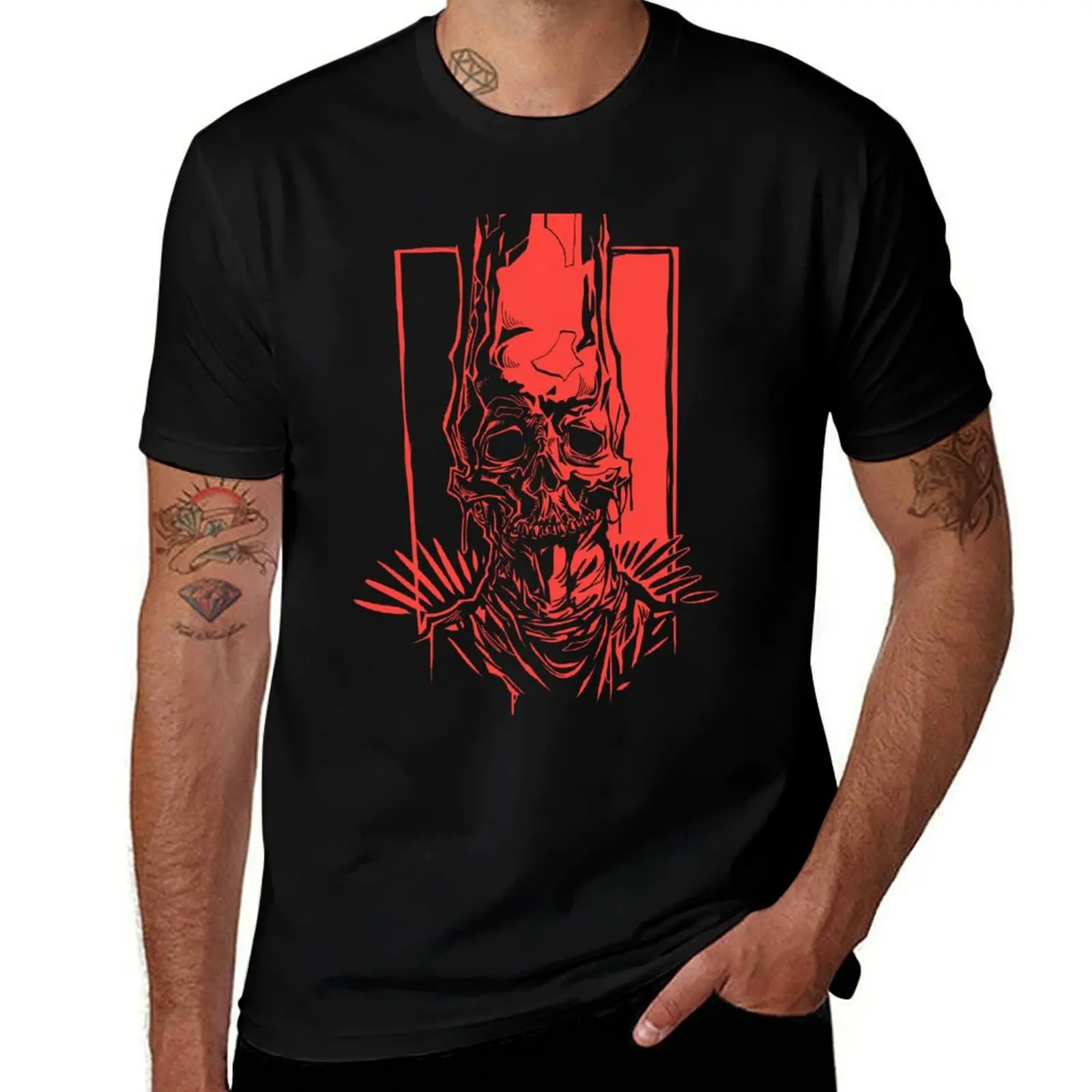 

[RED] Graphic Skull T T-Shirt Short sleeve tee cotton graphic tees tops t shirt men
