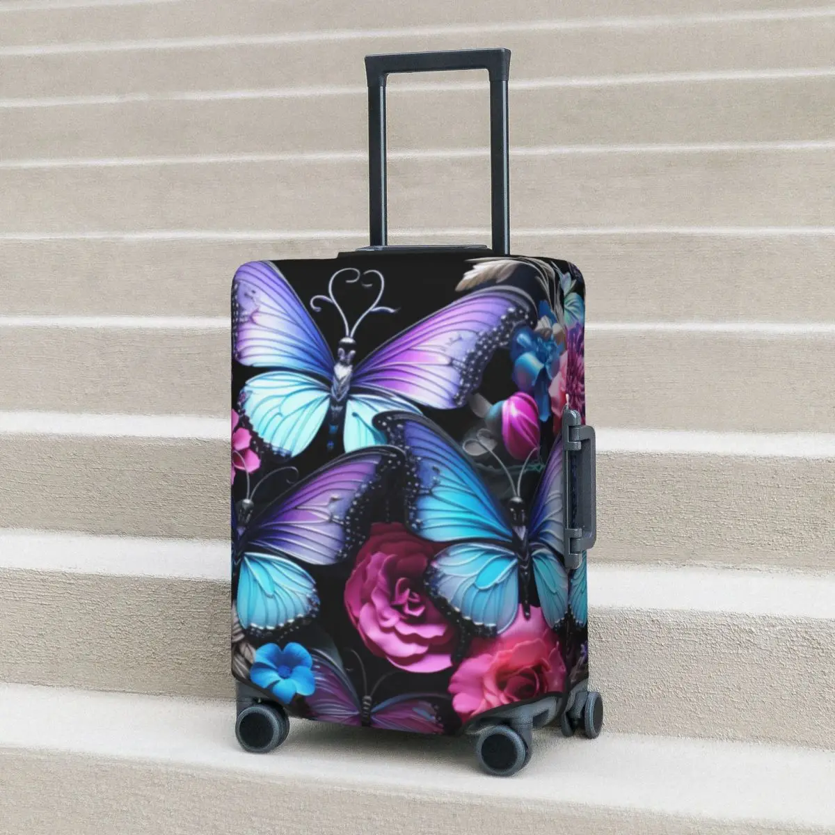 Butterfly Print Suitcase Cover Colorful Illustration Elastic Cruise Trip Protector Luggage Accesories Flight