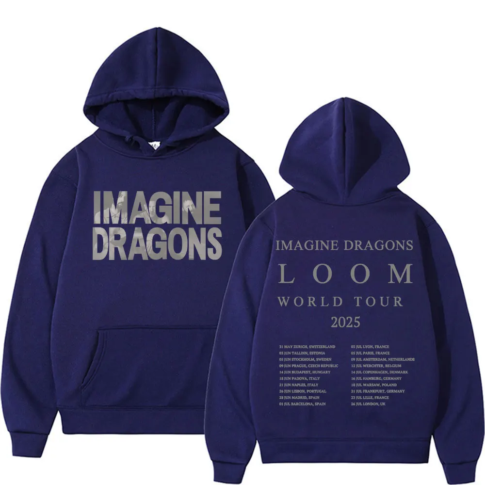 Imagine Dragons Band World Loom Tour 2025 Double Sided Hoodies Men Women Harajuku Hip Hop Street Oversized Sweatshirts Pullovers