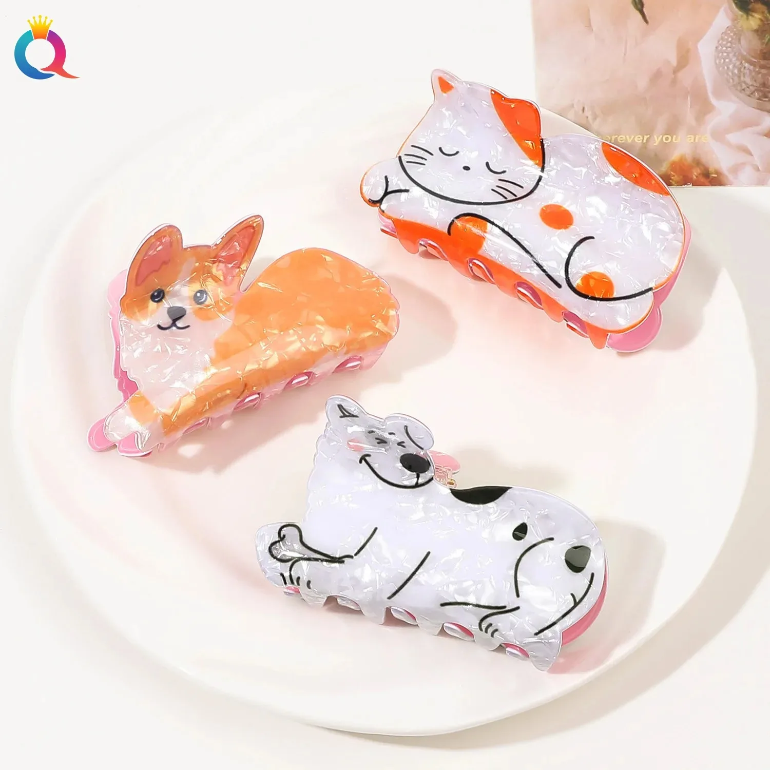 1 pz Cartoon Animal Hair Clip gatti cani rane forcine acrilico artigli per capelli alla moda regalo di compleanno per le vacanze accessori per