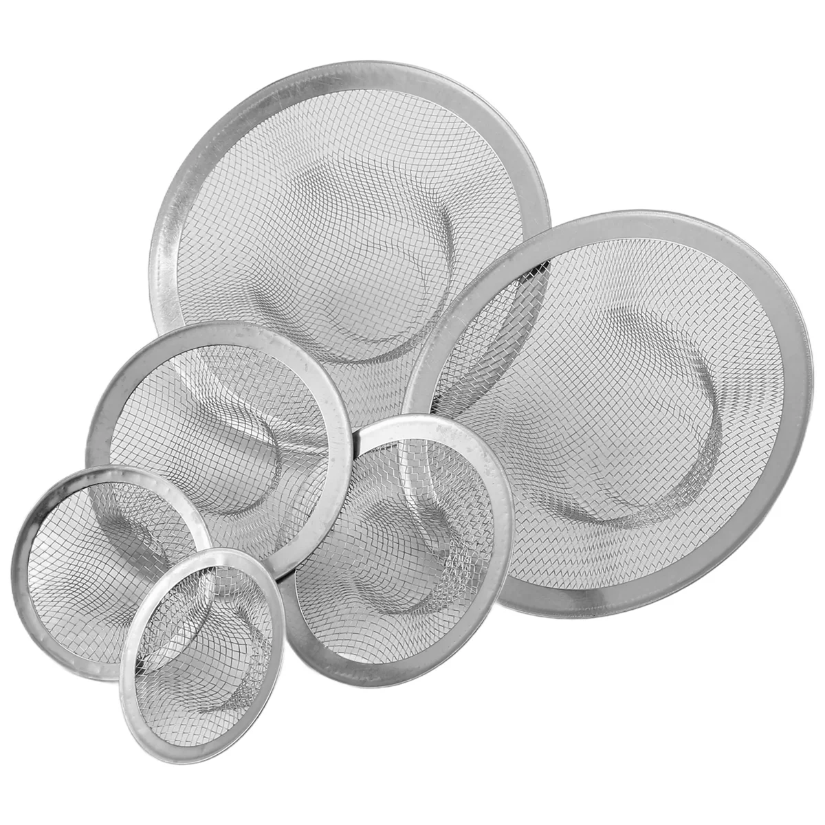 HOT 6pcs Kitchen Bathroom Sink Mesh Strainer Stainless Steel, Large Medium and Small (Pack of 6)
