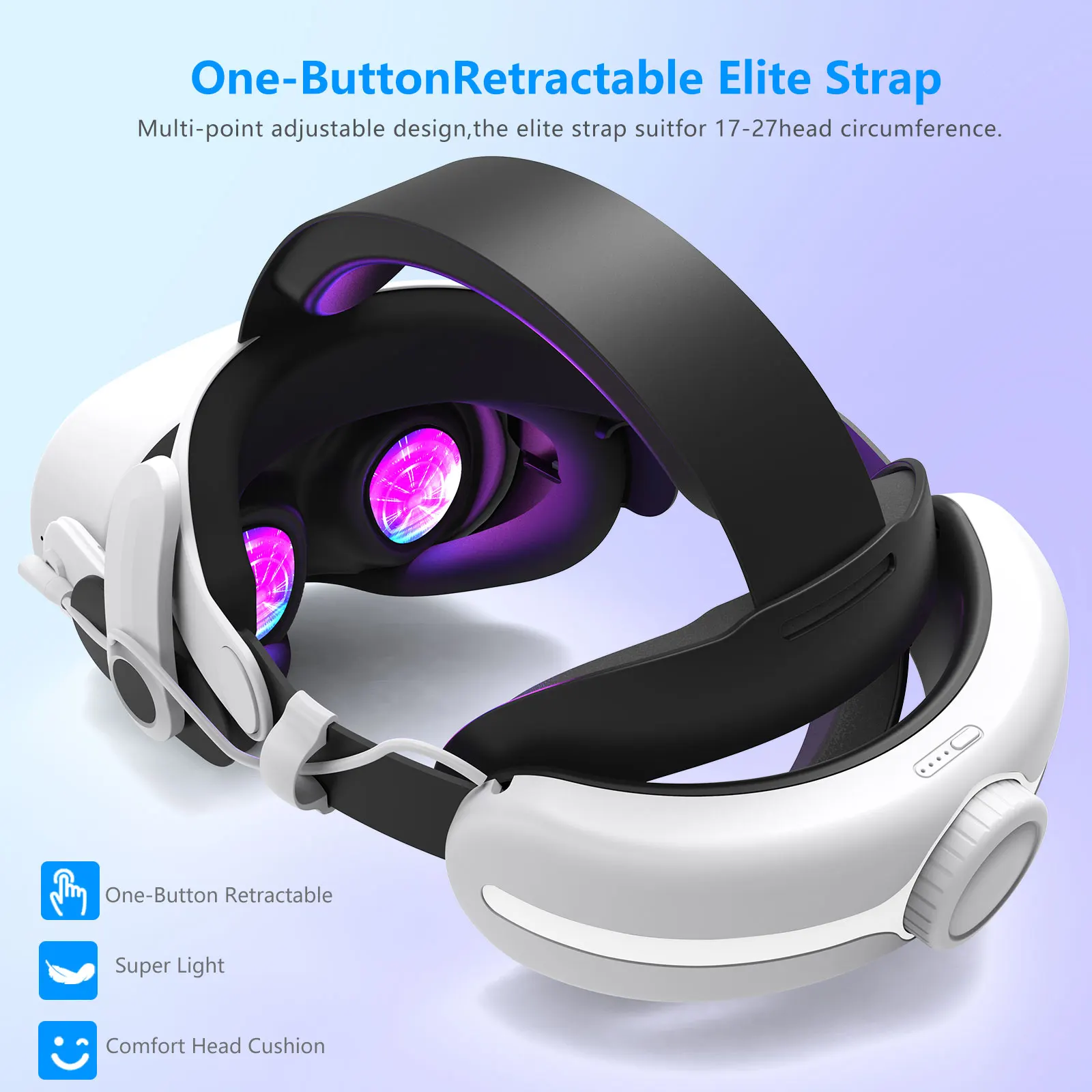 لسماعة Quest3S VR بقدرة 12000 مللي أمبير في الساعة، حزام رأس شحن قابل للتعديل، ملحق مريح لتجربة ألعاب Meta Quest3