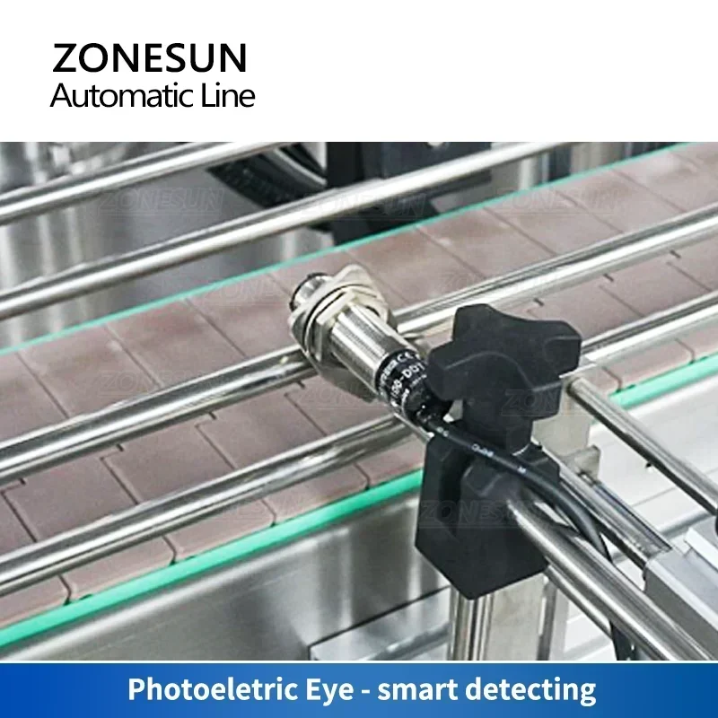 ZONESUN Automatische Flüssigkeitsfüll- und Verschlussetikettiermaschine, 4-Kopf-Flaschenkolbenpumpe, Roboterarm-Produktionslinie ZS-FAL180X8