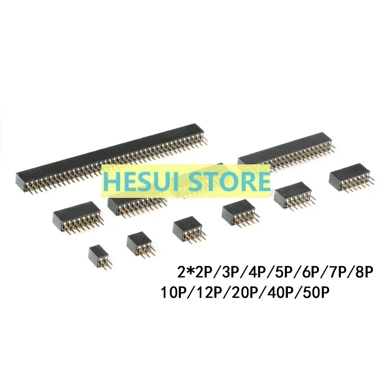 1.27mm distance between two rows of straight female sockets 2*2P/3/4/5/6/7/8/10/12/20/40/50P