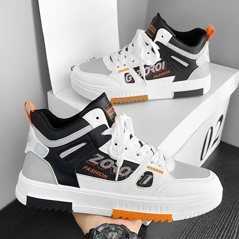 

2024 Autumn New Shoes Men High Top Casual Board Shoes All Match Men's Shoes Sneakers for Men