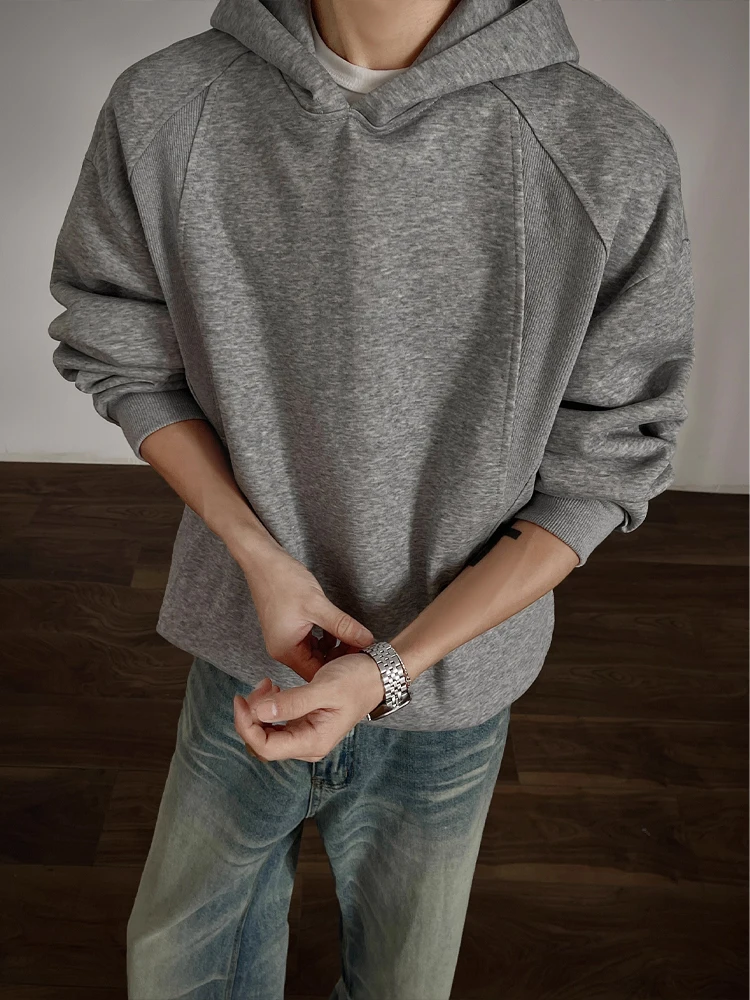 American Sle Heavyweight ey Patchwork Hoodie Men's Spring Autumn Cleanfit Trendy Hardell Jaet Comfortable Casual Wear