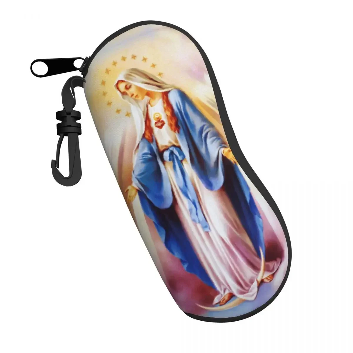 Catholic Virgin Mary Eyeglass Glasses Case Women Men Soft Our Lady of Guadalupe Sunglasses Protective Box