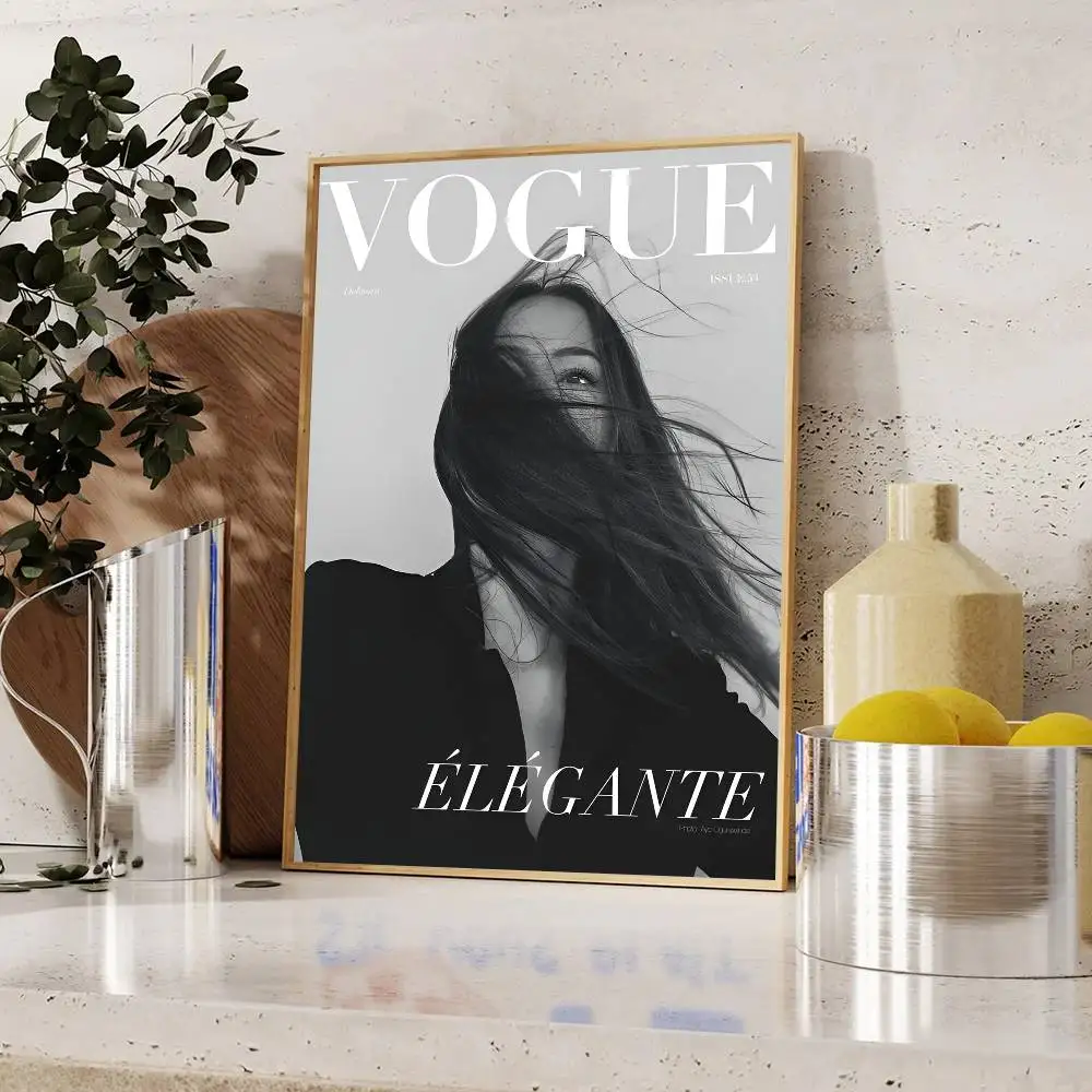 Vogue élégante  fashion photography in black and white  Poster Mural for Living Room Bedroom Wall Decor Gift for Friends