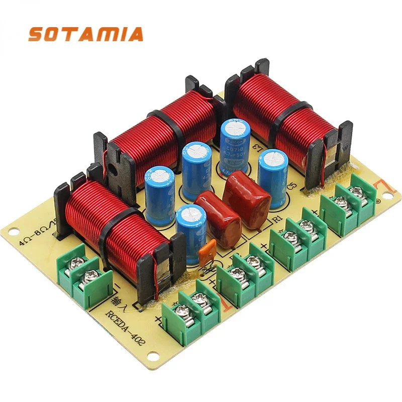 

SOTAMIA 2 шт., 4-полосный динамик, делитель частоты, 120 Вт, двойной бас + твитер + аудио-кроссоверный фильтр Alto для полочного динамика