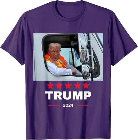 Donald Trump Rides in Garbage Truck T-Shirt Garbage for Trump 2024 Saying Tee Trump Supporter Designer Men Clothing Husband Gift