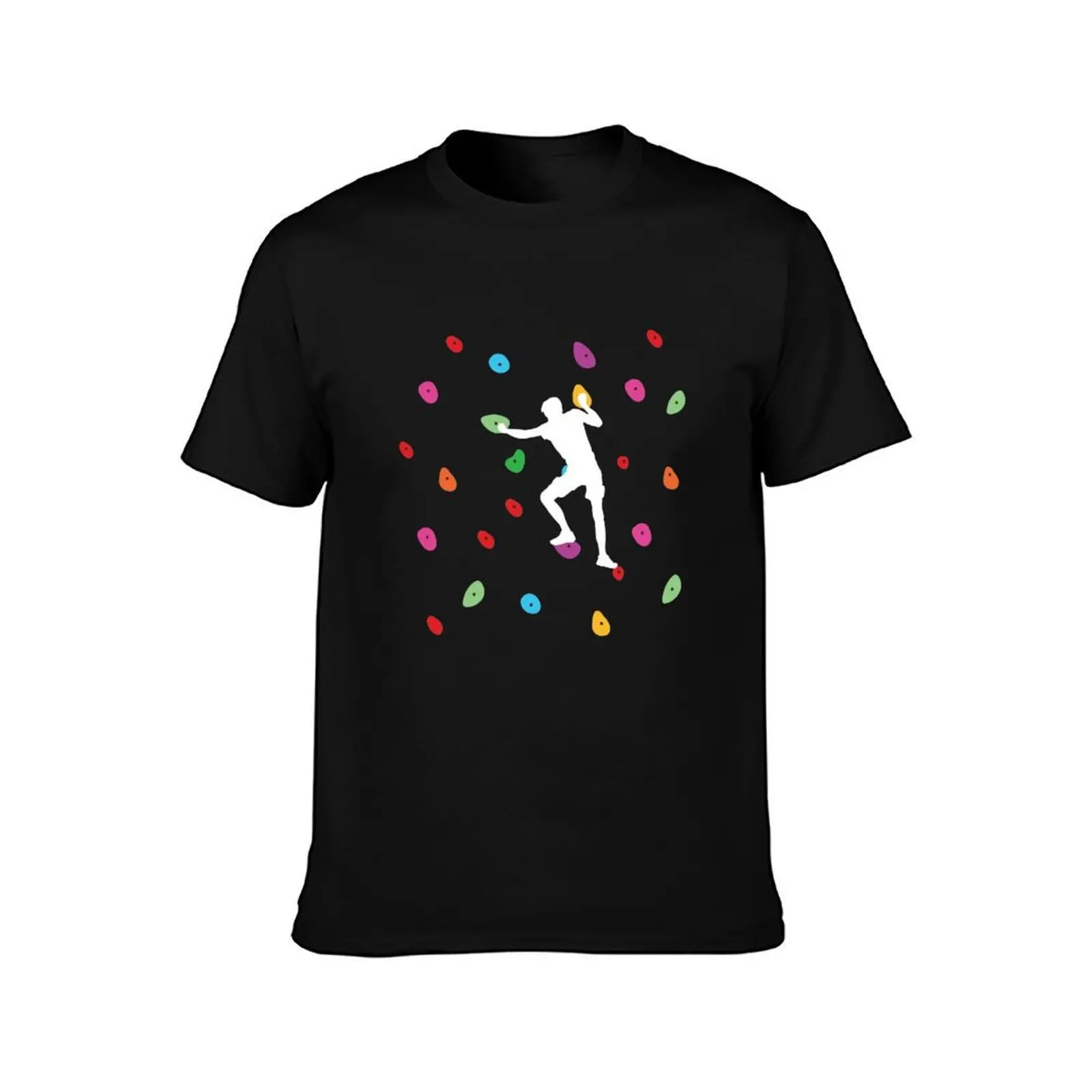 Bouldering climbers - Colorful climbing wall - Boulderer T-Shirt, Summer Casual Cotton Tee, Oversized Streetwear Tops