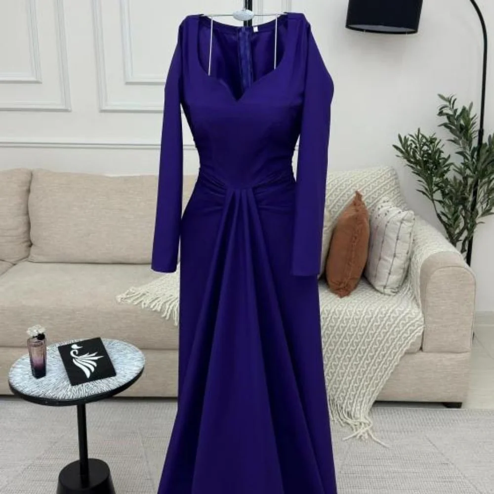 베스트 셀러 우아한 긴 소매 이브닝 드레스 매력적인 프릴 댄스 파티 드레스 절묘한 지퍼 파티 드레스 فساتين سهرة 맞춤형