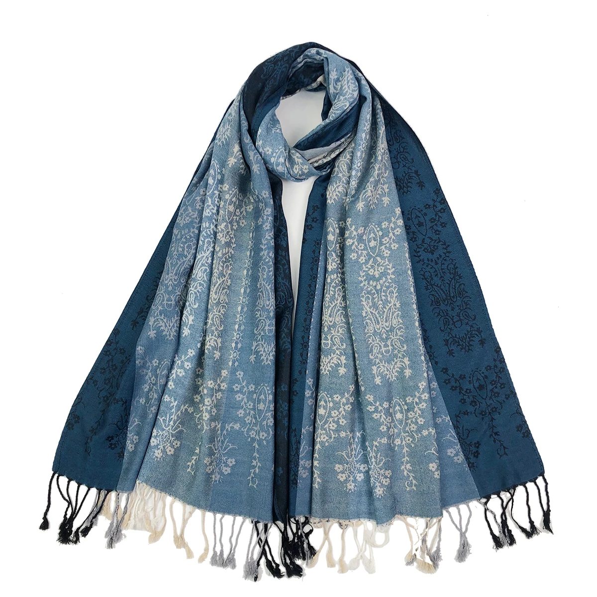 A women\'s versatile cashew jacquard scarf and short fringed shawl are suitable for daily casual outer decoration