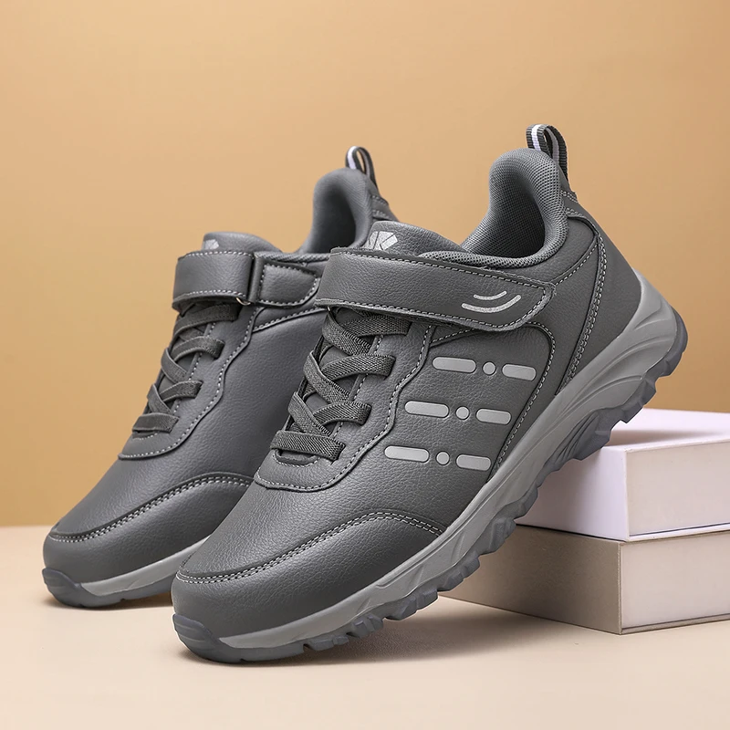 Herren-Sneaker, wasserdicht, bequem, strapazierfähig, Wanderschuhe, klassische unifarbene Outdoor-Camping-Freizeitschuhe, klobige Sneaker – Detail 8