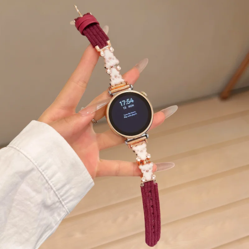 

Изысканный дизайн женского кожаного ремешка, подходящего для Huawei GT5/GT5 Pro/GT4/GT2/3/4, 22 мм/20 мм/18 мм, модный ремешок.