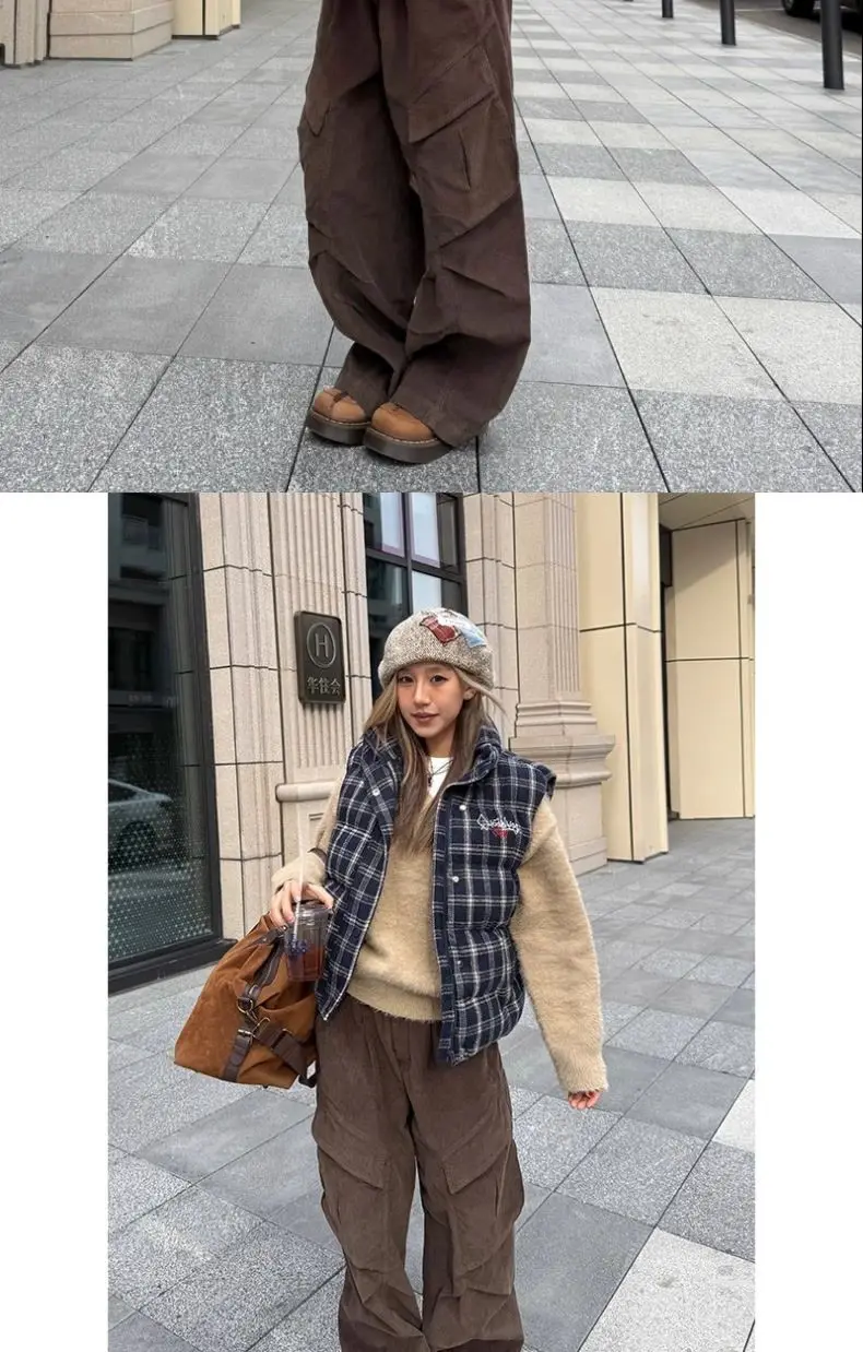 

Жилеты Жилеты Толстые женские без рукавов Осенние вельветовые регулируемые шнурки с зубцами Свободный крой Воротник-стойка Armygreen College