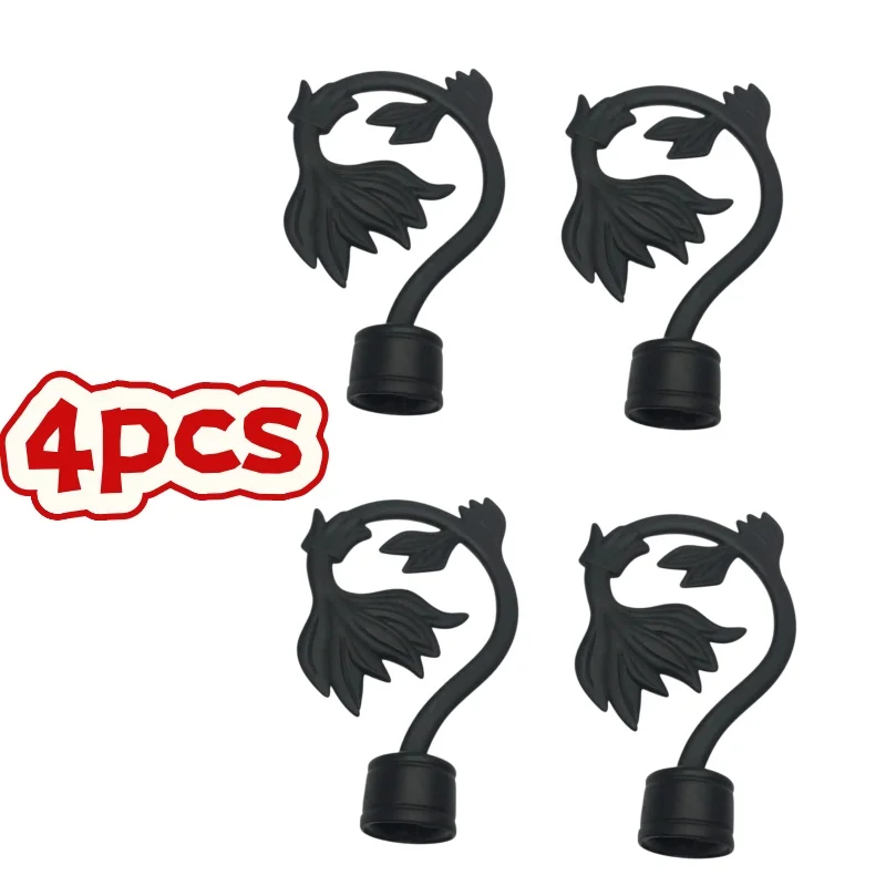 4Pcs Black High-Grade Plastic Imitation Iron Curtain Rod Decorative Head, Suitable for Use with Rods with a Diameter of 22mm.