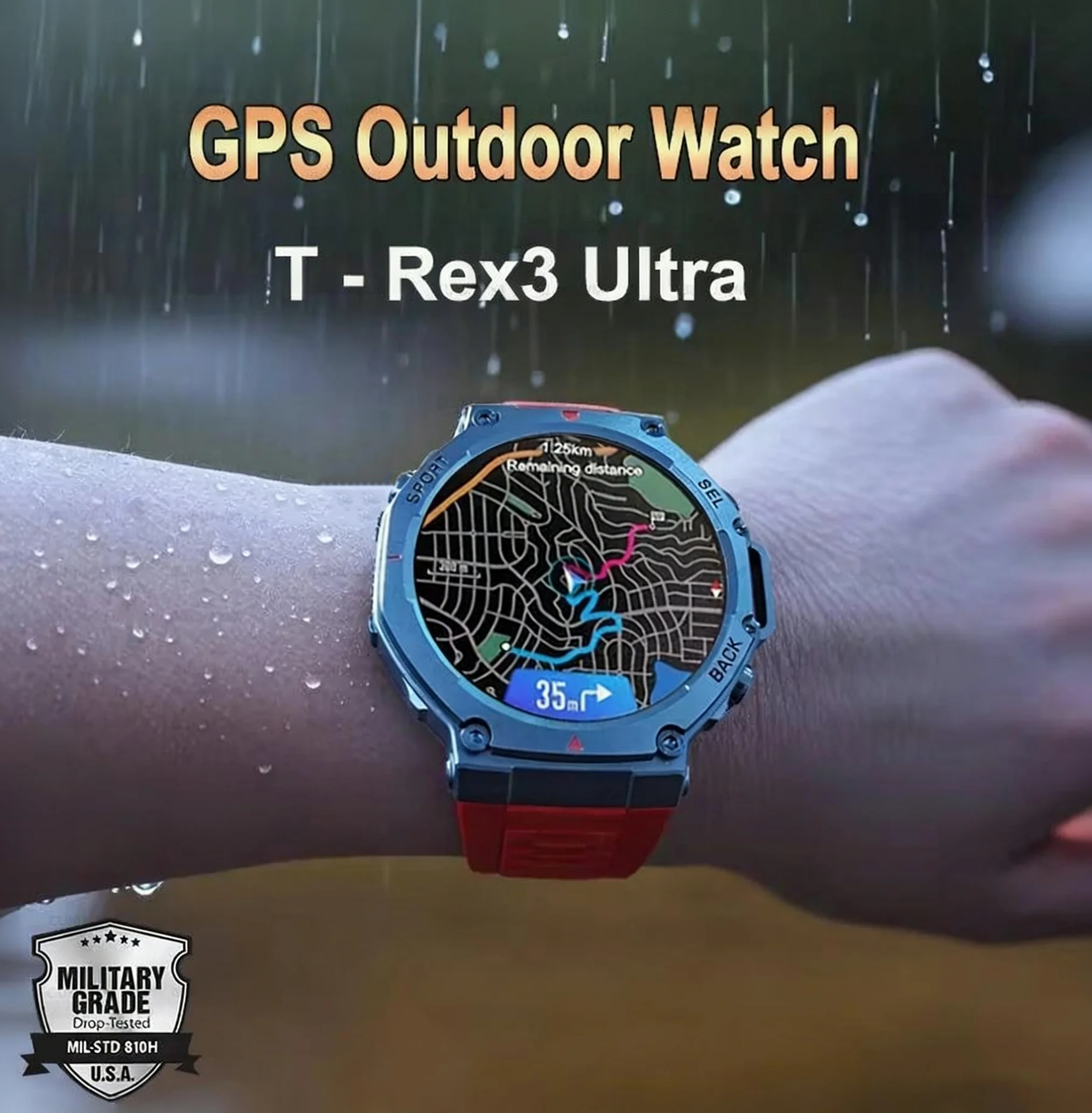 

2025 T-Rex 3 Ultra GPS Military Grade 5ATM Waterproof Smart Watch Compass BT Call AMOLED HD Men Outdoor 100+ Sports Smartwatch