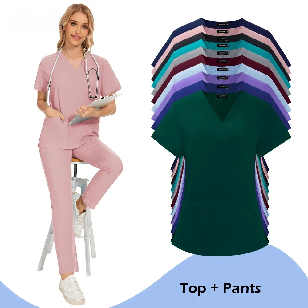 

Medical Scrub Health Professionals Uniforms Clinical Nursing Special Nurse Uniform for Women Pharmacy Lab Pet Hospital Work Wear