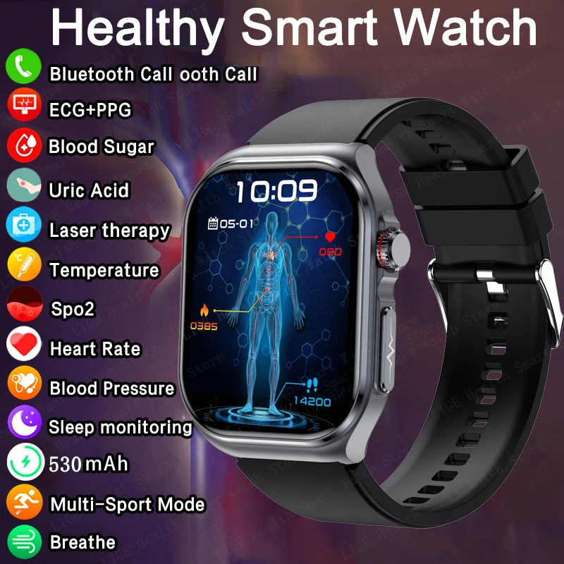 LIGE Health Smartwatch NFC AI Medical Diagnosis Blood Lipids Uric Acid Blood Pressure Smart Watch Men ECG+PPG Bluetooth Call