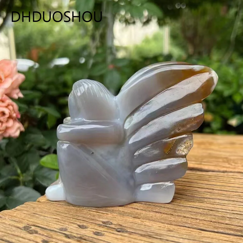 

Customization Real Rare Gemstone Natural Agate Angel Carved Crystal Quartz Reiki Healing For Home Decoration Art Sculpture Gift