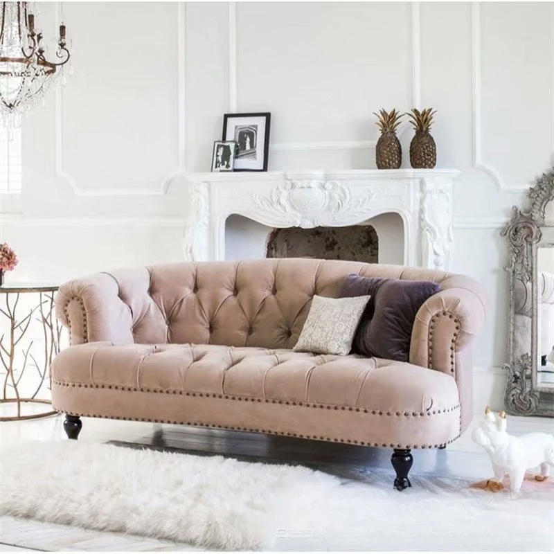 Classical fabric buckle leisure sofa beauty salon studio fashion reception sofa