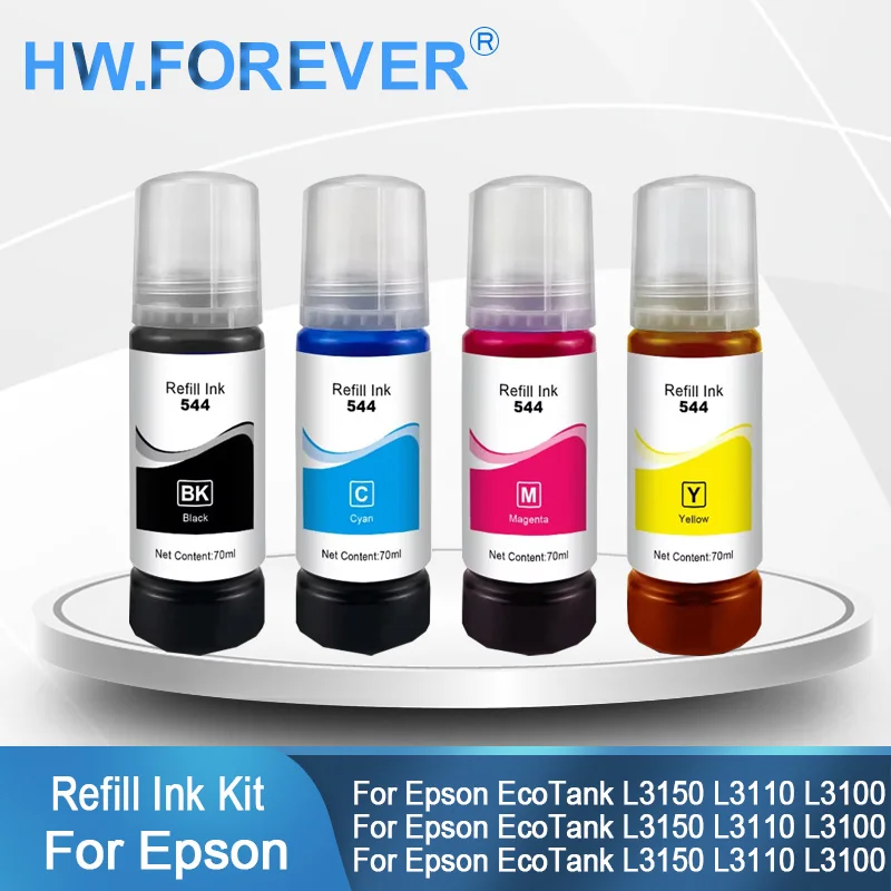 

Чернила для заправки красителя 544 T5444 для Epson EcoTank L1110 L3100 L3150 L3110 L3210 L32505190, комплект для заправки бутылок для струйных принтеров