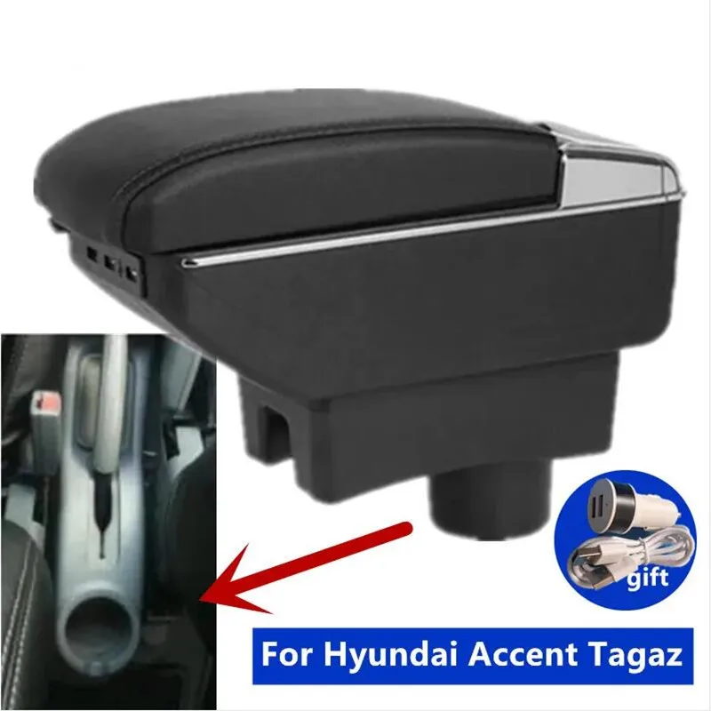 

Автомобильный подлокотник для Hyundai Accent Tagaz, подлокотник для Hyundai Accent, центральный ящик для хранения, внутренние детали, автомобильные аксессуары