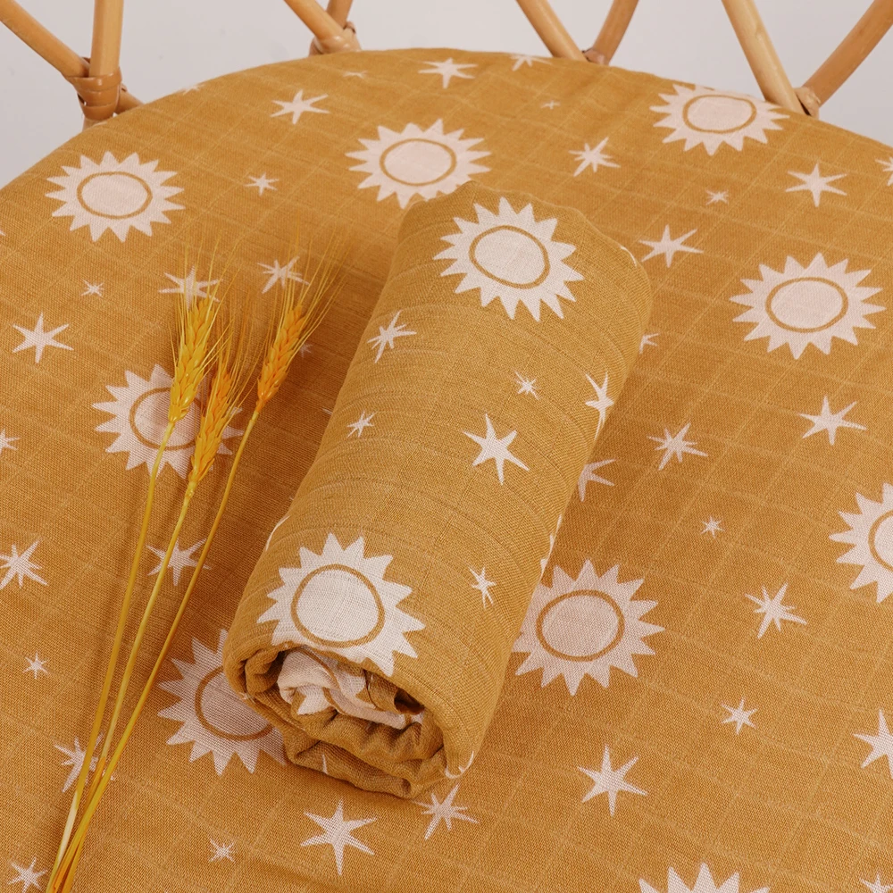 بطانية أطفال من الخيزران والموسلين ، مجموعة من 3 أجزاء ، بطانية قطنية ناعمة ، مطبوعة ، للمواليد الجدد