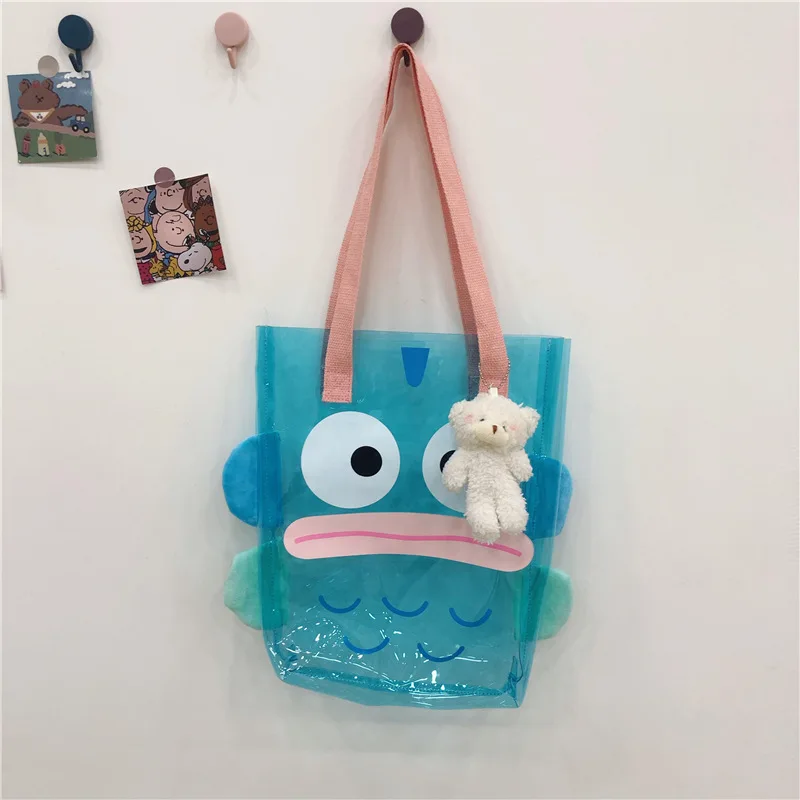 1Pcs/Lot Transparent/Translucent Cute Cartoon PVC Handbags Shoulder Bags Girls Jelly Handbags Kawaii Tote Bags Can Be Customized