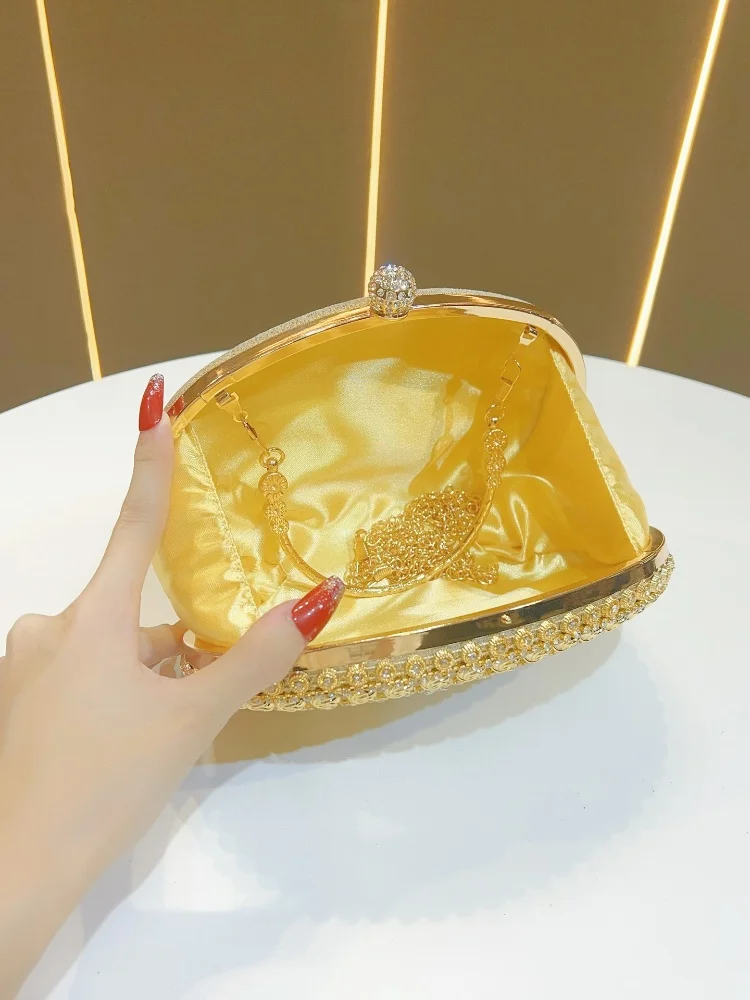 Tas Tangan Malam Bertabur Berlian Berkilau Mewah Dompet Pernikahan Berpayet Gesper Logam Wanita Tas Pengantin Desain Bunga Clutch