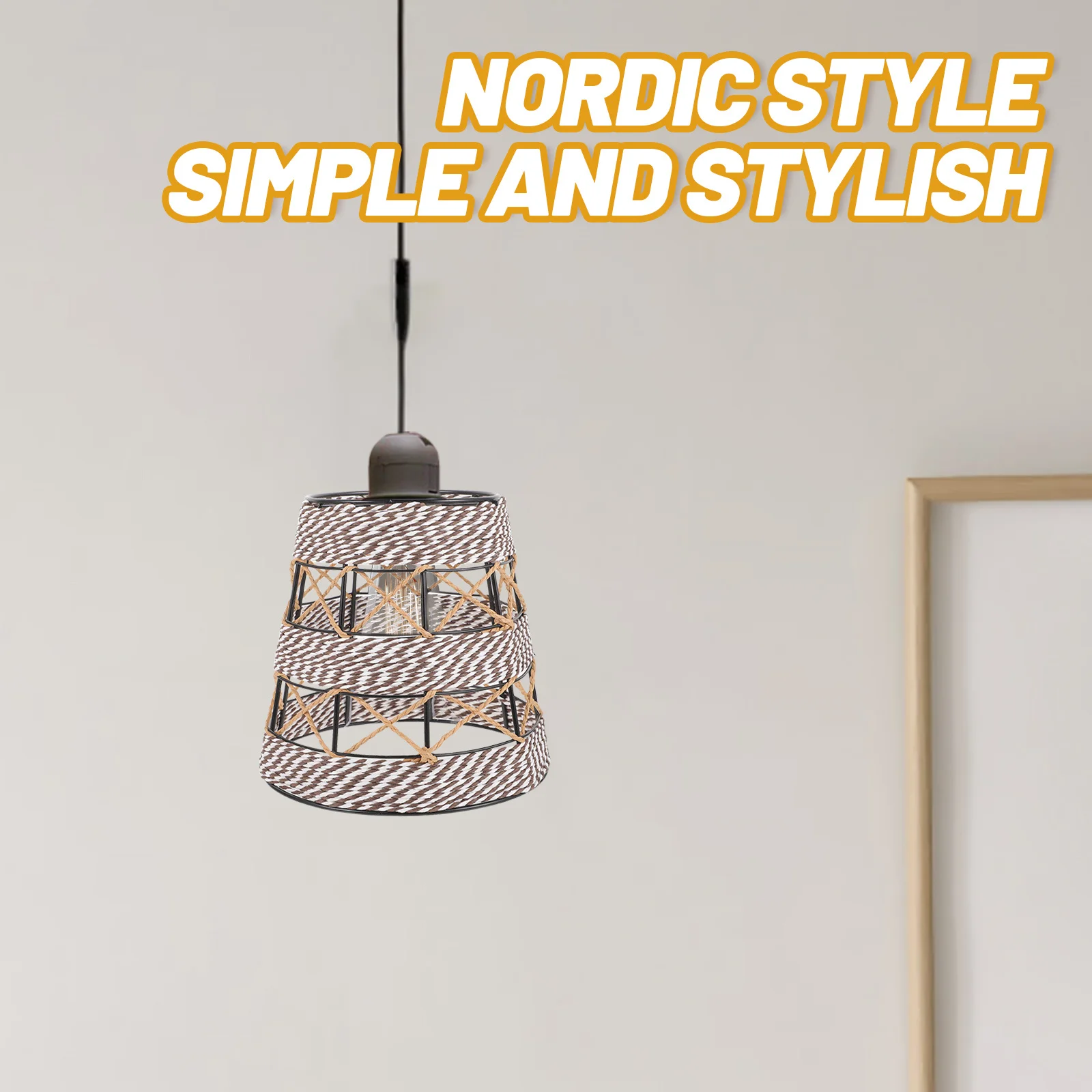 

Woven Paper String Lampshade Rustic Ceiling Light Cover for Bedroom Living Room Pendant Lamp Woven Lamp Shade Decor