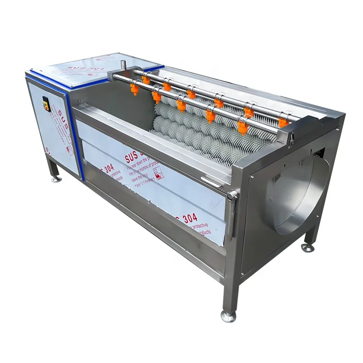 commercial Fruit Vegetable Brush Washing Equipment Cassava Cleaning Ginger Washer Industrial Potato Peeling washing Machine