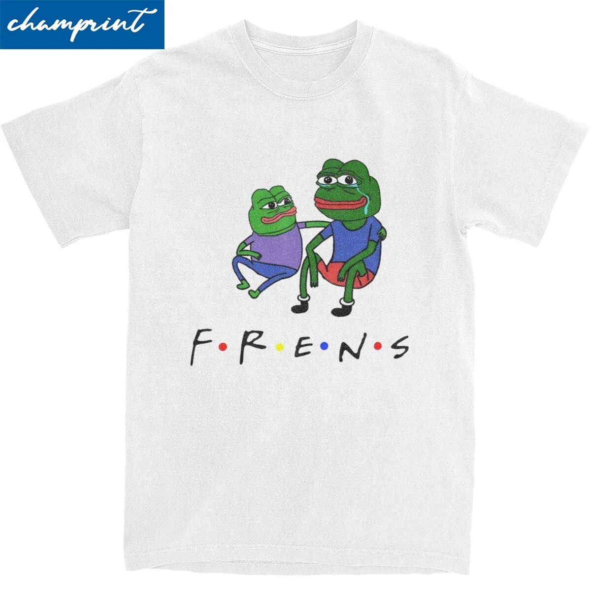 Men Women's Pepe Frog Memes Frens T Shirts Cotton Clothing Funny Short Sleeve Round Neck Tees Printed T-Shirts