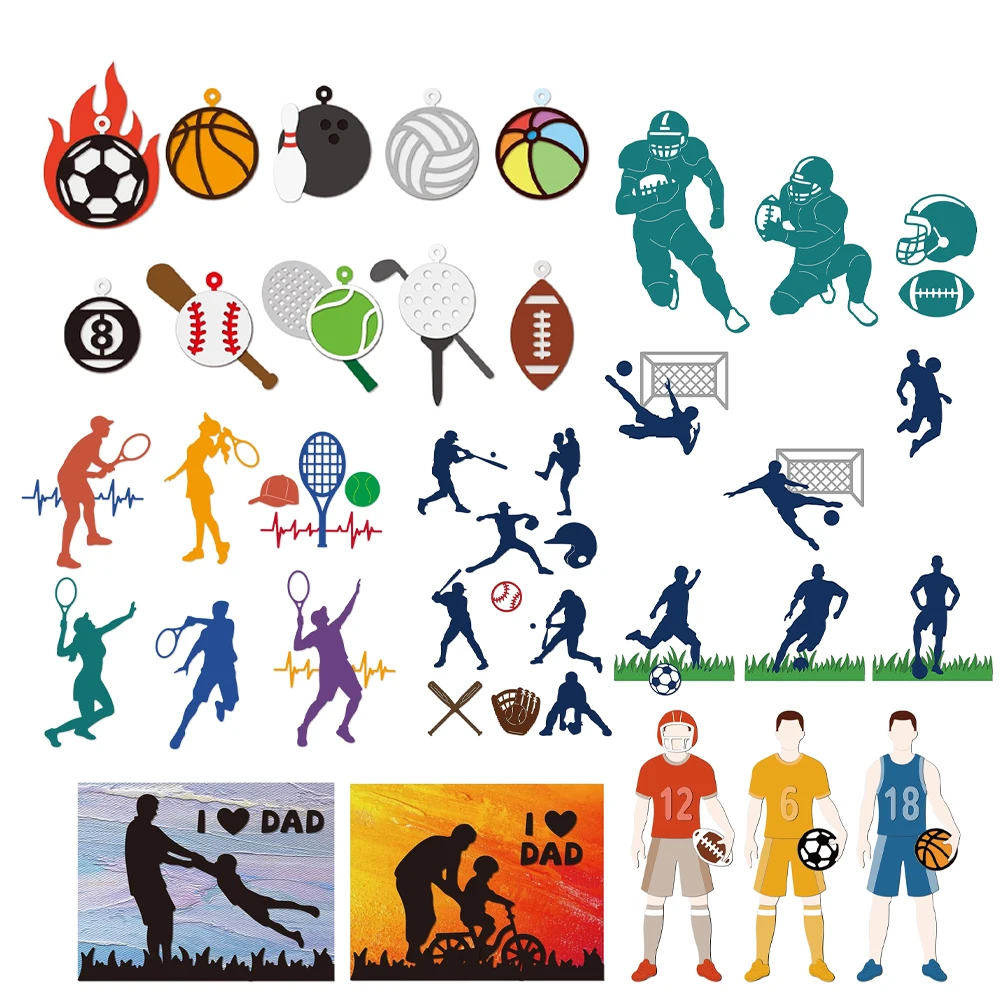 

Sports Themed Cutting Dies Sports Ball Badminton Tennis Football Volleyball Card Cutting Dies Basketball Embossing Stencil