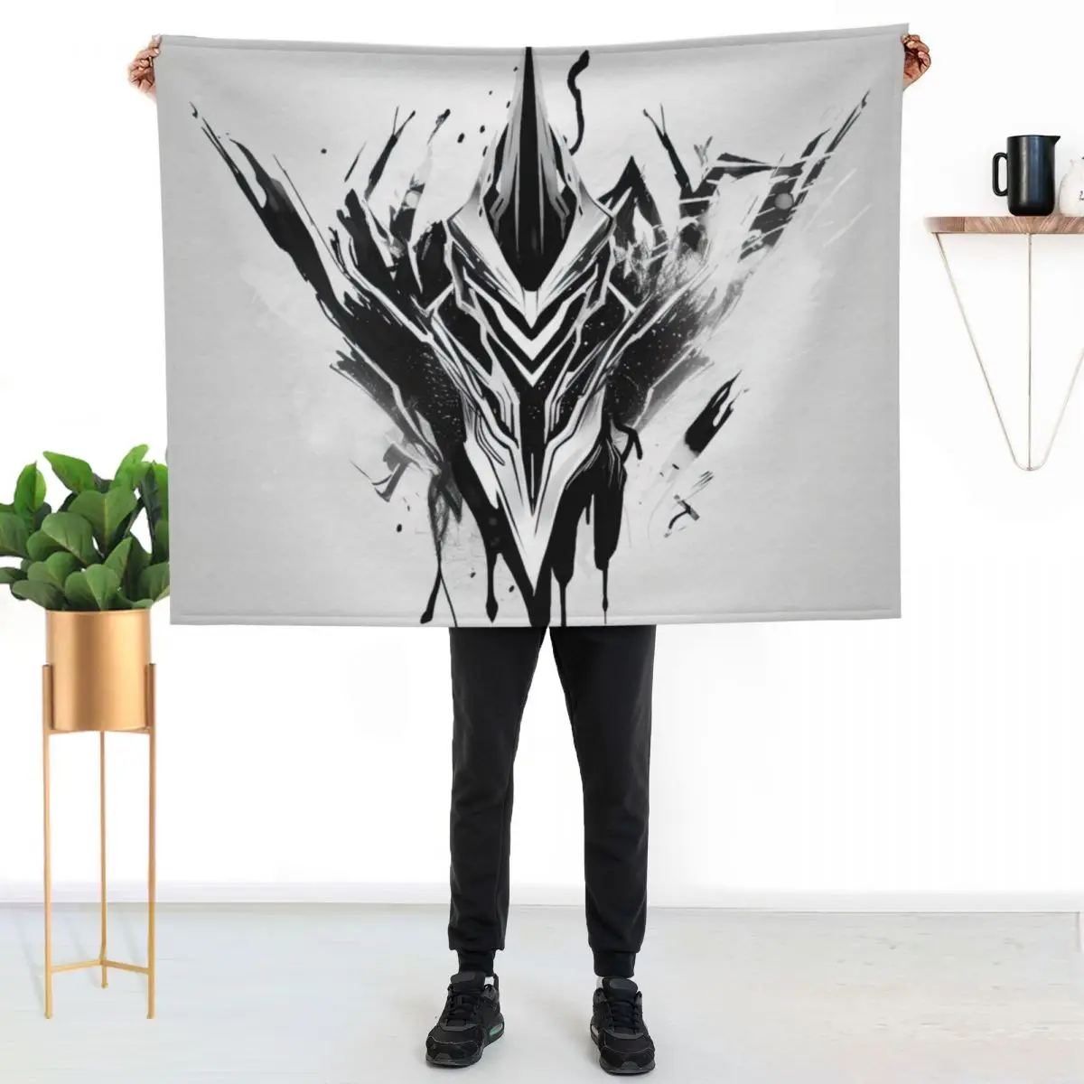 warframe logo Throw Blanket Warm Cozy Throw Blanket for Living Room Couch