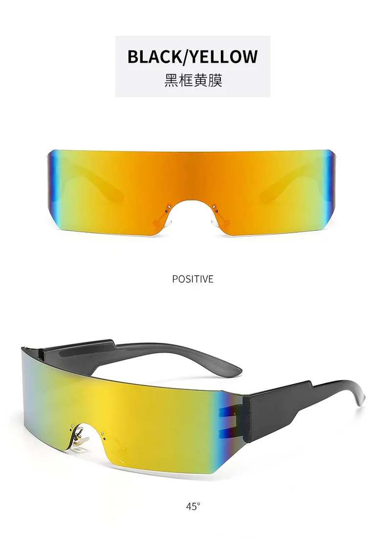 Steampunk Y2K Sonnenbrille für Damen und Herren, quadratisch, einteilig, Wrap-Around-Sonnenbrille, modische Sonnenbrille mit großem Rahmen für Damen und Herren – Detail 11