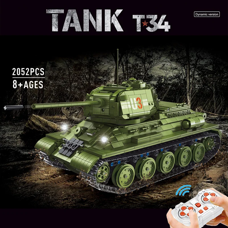 IN STOCK 2022 New Military Remote Control Ww2 Tank Blocks Model Moc Idea Weapon Bricks Assembling Toys for Boys Birthday Gift