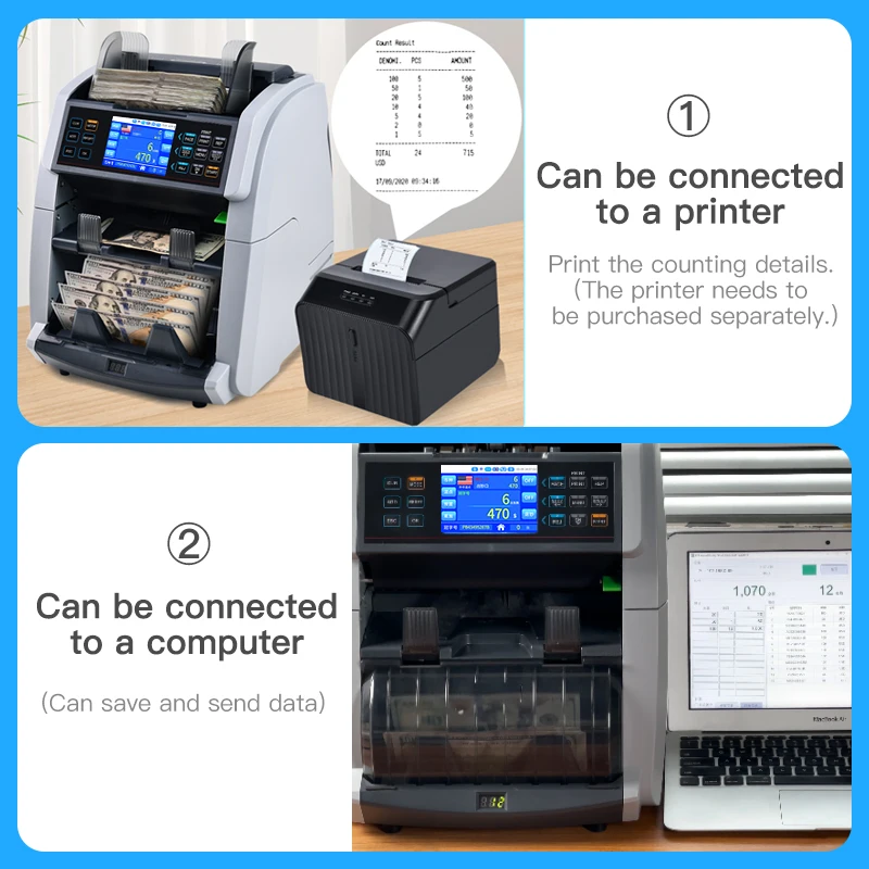 Weirong 6070 Mixed Denomination 2 CIS Authenticating Coin Counting Machine Money Counter Detector Verifier Currency Machine