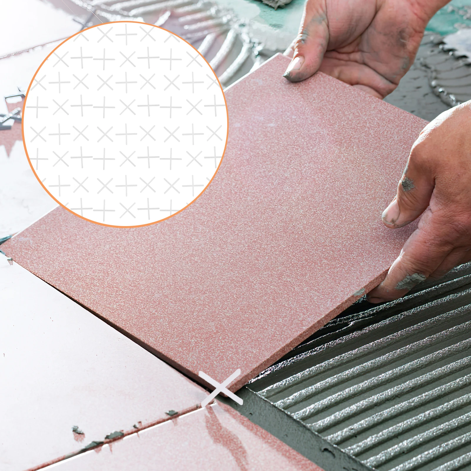 500 قطعة من فواصل البلاط ذات الشكل المتقاطع نظام تسوية مادة البولي ايثيلين المتينة سهلة الاستخدام لتزيين المنزل فواصل بلاط البناء #2